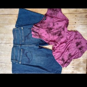 Rock & Republic Outfit Bundle - Size 4 Jeans and XS Shirt.